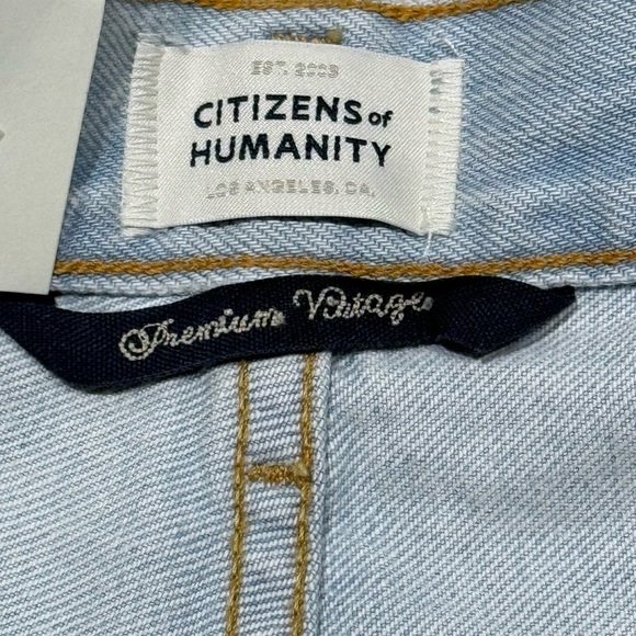 Citizens Of Humanity Sz 26 Blue Franca Pleated Baggy Jean Shorts Preppy Classic - Picture 7 of 10